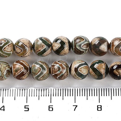 Natural Tibetan Wave Pattern dZi Agate Beads Strands G-B084-A01-02-1