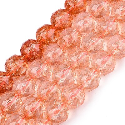 Crackle Transparent Glass Beads Strands GLAA-Q108-02A-13-1
