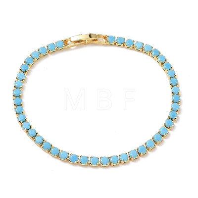 Synthetic Turquoise Tennis Bracelets KK-CBA964F-01G-04-1
