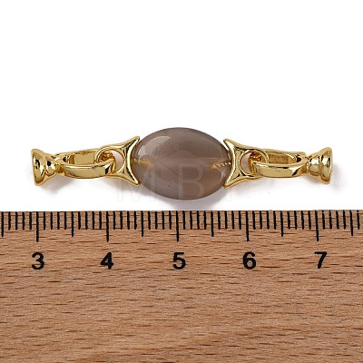 Rack Plating Brass and Grey Agate Flod Over Clasps KK-B103-13G-1