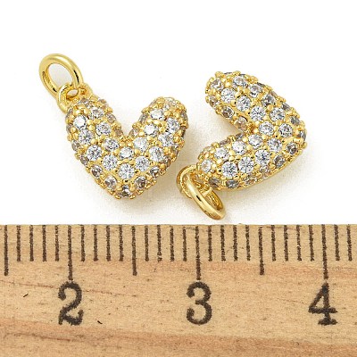 Rack Plating Brass Micro Pave Clear Cubic Zirconia Charms KK-Z067-23G-03-1