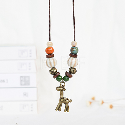 Alloy Pendant Waxed Cord Necklaces FS-WGBC2DA-10-1