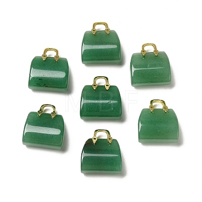 Natural Green Aventurine Brass Pendants KK-E274-01G-14-1