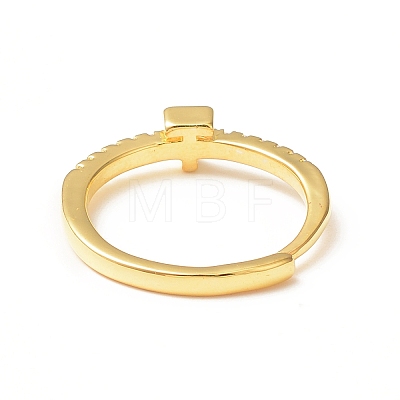 Clear Cubic Zirconia Initial Letter Adjustable Ring RJEW-C052-01G-T-1