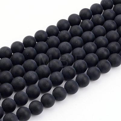 Natural Black Agate Bead Strands G-H056-4mm-1