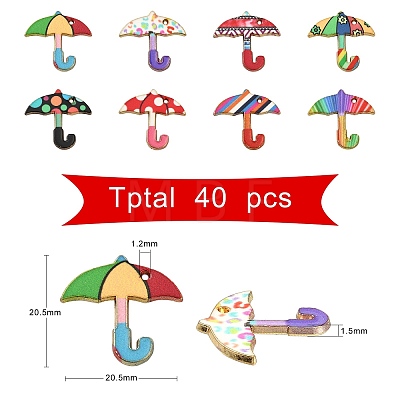 40Pcs 8 Colors Printed Alloy Enamal Pendants ENAM-CJ0002-62-1