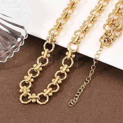 8MM 304 Stainless Steel Textured Ring Link Chain Necklaces NJEW-Z105-04G-01-1