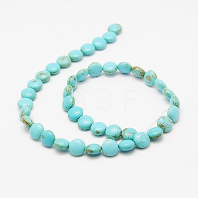 Flat Round Synthetic Turquoise Beads Strands TURQ-I022-10x5mm-05-1