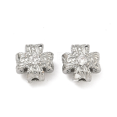 Brass Clear Cubic Zirconia Beads KK-D228-14P-1