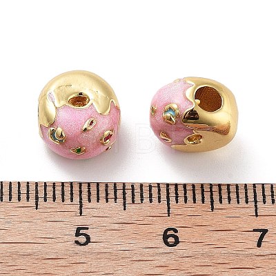 Donut Rack Plating Brass Enamel Beads KK-G512-03G-02-1