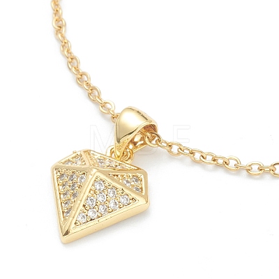 Brass Micro Pave Clear Cubic Zirconia Pendant Necklaces NJEW-F281-04-1