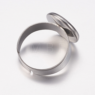 Non-Tarnish Adjustable 304 Stainless Steel Finger Rings Components X-STAS-F149-18P-B-1