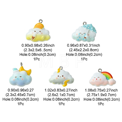 5Pcs 5 Colors Opaque Resin Pendants RESI-FS0001-67B-1