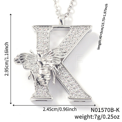 Brass Micro Pave Clear Cubic Zirconia Pendant Necklaces FS-WG7BC7F-09-1
