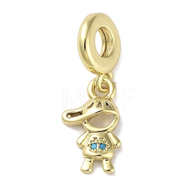 Rack Plating Brass Pave Cubic Zirconia European Dangle Charms X-KK-R163-08A-G-1