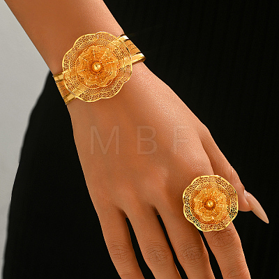 Luxury Iron Bridal 3D Flower Bangles & Rings for Women HI9521-1