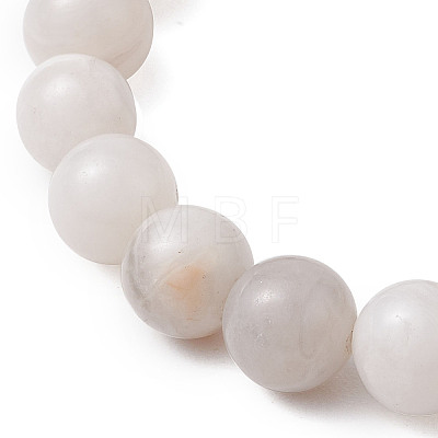 Round Natural Dendritic Agate Beaded Stretch Bracelets for Women BJEW-JB11045-02-1