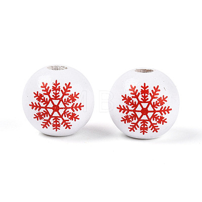 Christmas Spray Painted Schima Wood Beads WOOD-T032-35J-1