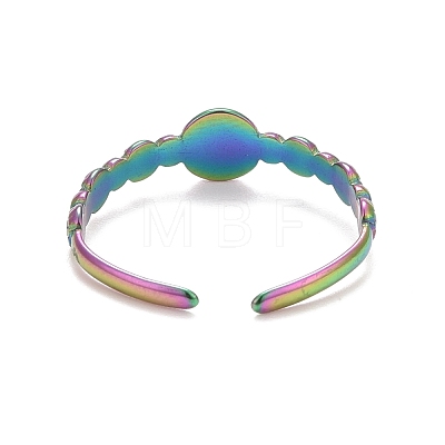 Ion Plating(IP) Rainbow Color 304 Stainless Steel Flat Round Open Cuff Ring for Women RJEW-C025-26M-1