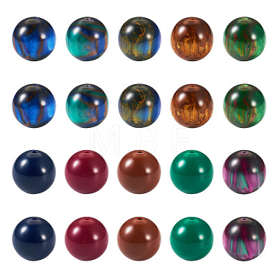 Beadthoven 50Pcs 10 Styles Opaque Resin Beads RESI-BT0001-31-1
