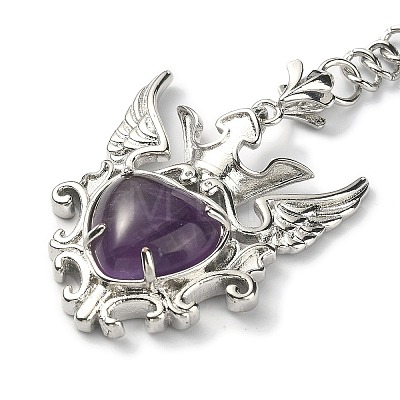 Gemstone Heart with Wing Pendant Keychain G-Z033-04P-1