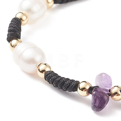 Natural & Synthetic Mixed Stone Chips Braided Bead Bracelets BJEW-JB08719-04-1
