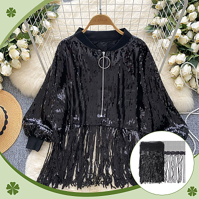 Polyester Fringe Lace Trim DIY-WH0671-008E-1