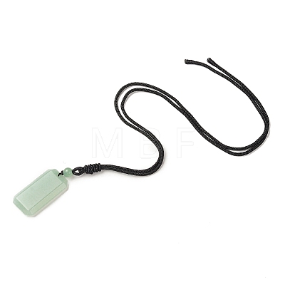 Natural & Synthetic Mixed Gemstone Rectangle Pendant Necklace with Nylon Cord for Women NJEW-C001-01A-1