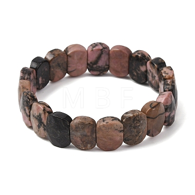 Natural Rhodonite Beaded Stretch Bracelets for Unisex G-K303-01G-1