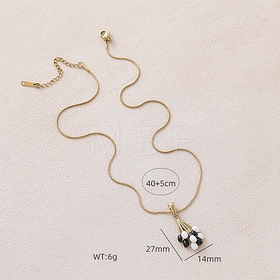 316 Surgical Stainless Steel Enamel White and Black Balloon Pendant Necklaces for Women GY8430-1