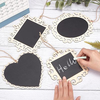  4 Pcs 4 Styles Natural Wooden Chalkboards Blackboard HJEW-NB0001-15-1