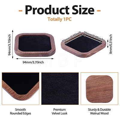 1Pc Wood with Velvet Jewelry Plate ODIS-TA0001-10-1