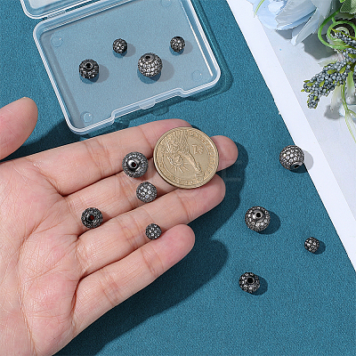 12Pcs 3 Styles Brass Micro Pave Cubic Zirconia Beads KK-PH0004-88B-1