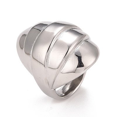 Non-Tarnish 304 Stainless Steel Textured Chunky Ring RJEW-B040-13P-1