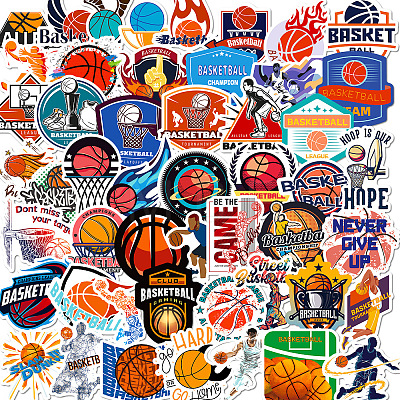 50Pcs Basketball Themed PVC Self-Adhesive Stickers PW-WG86843-01-1
