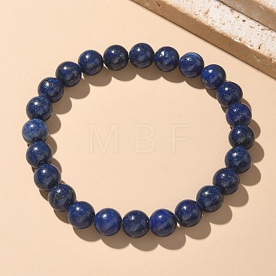 Natural Lapis Lazuli(Dyed) Bead Stretch Bracelets BJEW-K212-B-047-1