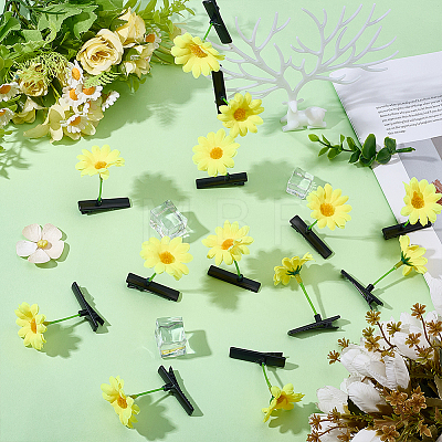 40Pcs Sunflower Resin & Iron Alligator Hair Clips PHAR-ME0001-03-1