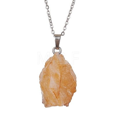 Natural Yellow Quartz Nugget Pendant Necklaces NJEW-JN04507-04-1