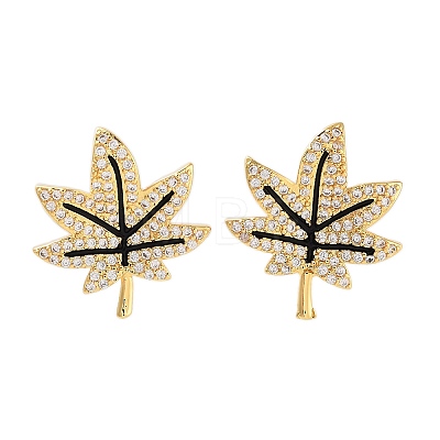 Rack Plating Leaf Brass Stud Earrings EJEW-N055-36G-RS-1