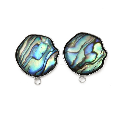 304 Stainless Steel Pave Natural Paua Shell Stud Earring Findings STAS-Z125-03P-1