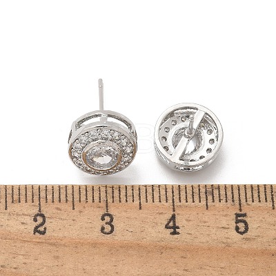 Brass Micro Pave Clear Cubic Zirconia Stud Earrings X-EJEW-Q015-10P-1