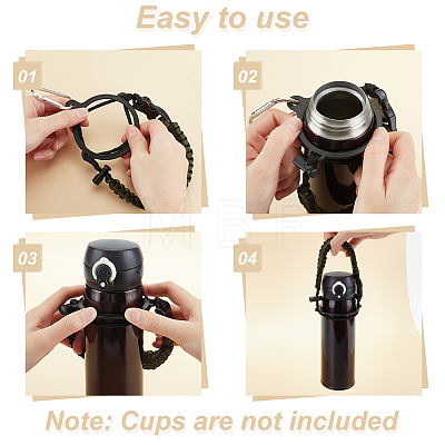 AHADERMAKER 4Pcs 4 Colors Braided Cord Water Bottle Handle Strap FIND-GA0003-37-1