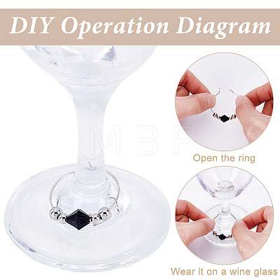24Pcs 12 Colors Transparent Acrylic with Brass Bead Glass Wine Glass Charms AJEW-ME00021-1