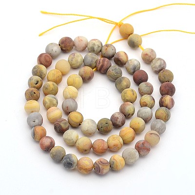 Frosted Natural Crazy Agate Round Bead Strands X-G-M063-6mm-02-1