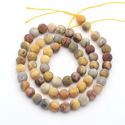 Frosted Natural Crazy Lace Agate Round Bead Strands X-G-M063-6mm-02-1