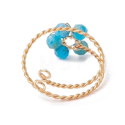 Flower Natural Apatite Adjustable Rings RJEW-TA00126-03-1