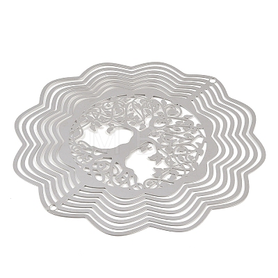 201 Stainless Steel 3D Rotating Hanging Wind Spinner STAS-B122-01P-08-1
