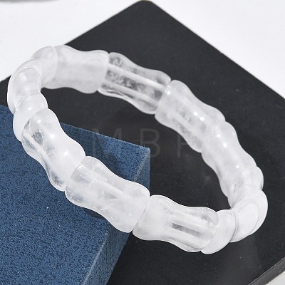 Bamboo Natural Quartz Crystal Beads Stretch Bracelets for Women Men BJEW-K304-01L-1