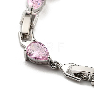 Rack Plating Brass Teardrop Links Bracelets with Glass for Women BJEW-H604-01P-1