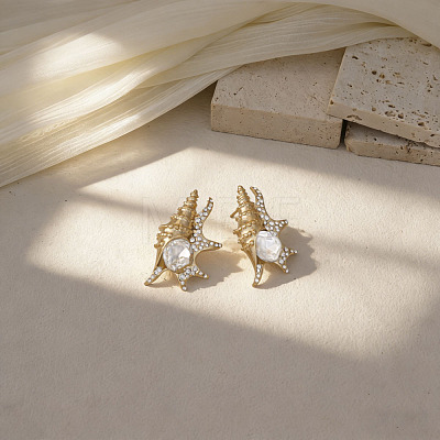 Alloy Rhinestone Stud Earrings EJEW-Z172-02G-02-1